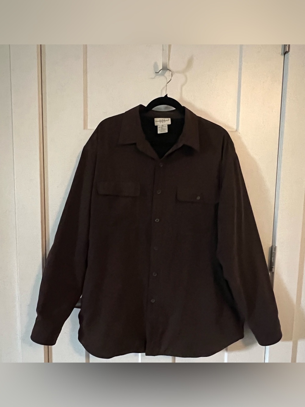 Knightsbridge Men's xl Brown Button-Up Jacket Coat suede fleece lined